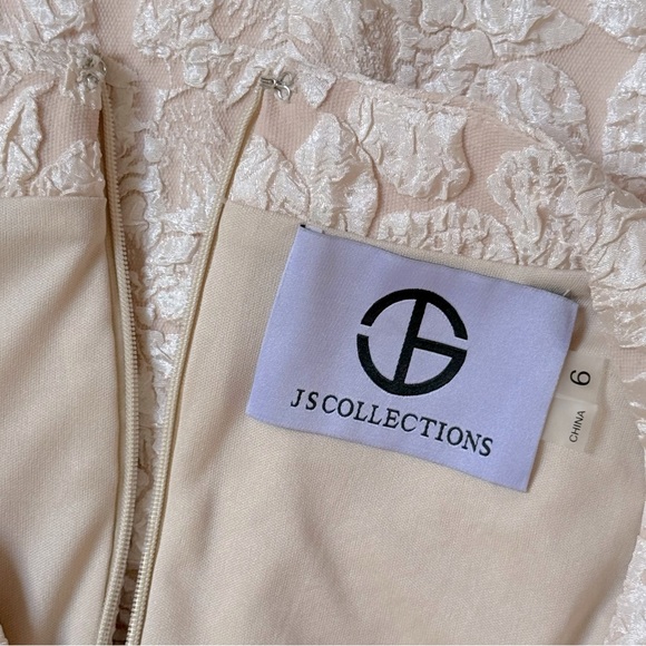 JS Collections Emery Faux Wrap Cocktail Dress - Champagne - Picture 9 of 16